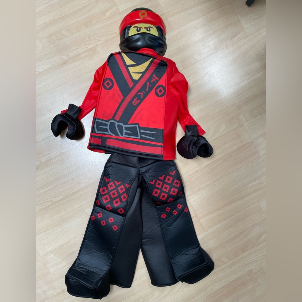 Kai NINJAGO CHILD LEGO Dress Halloween Costume Size Small 4-6 With Mask/Gloves